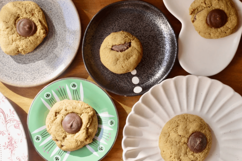 Cookies on different small plates. This image links through to a web page with the recipe.