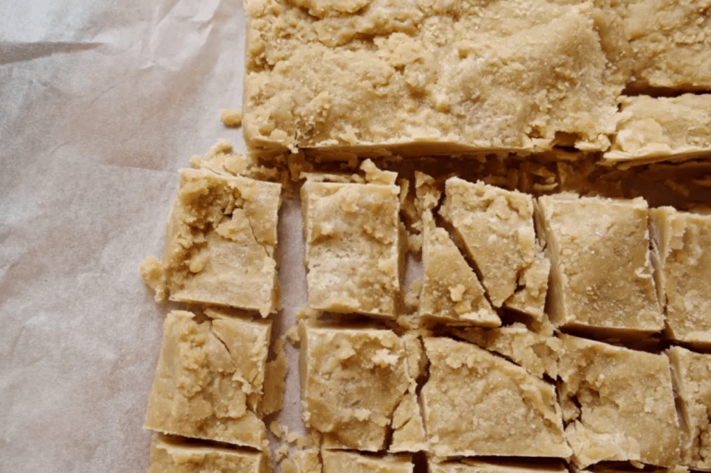 Slices of fudge. This image links through to a web page with this recipe.