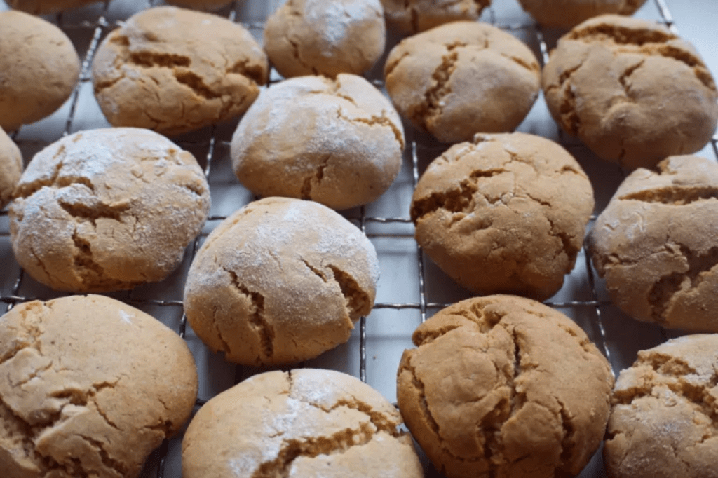 Cookies grouped on a cooling rack. This image links through to a web page with the recipe.