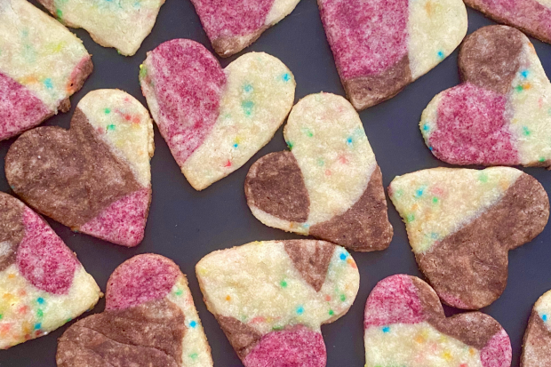 marble heart cookies