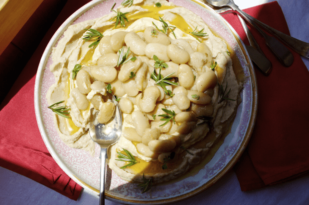 Ottolenghi's white bean mash with white bean aioli. This image links to a web page with this recipe.