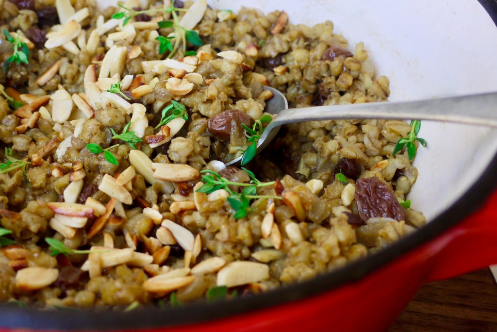 A spoonful of barley pilaf